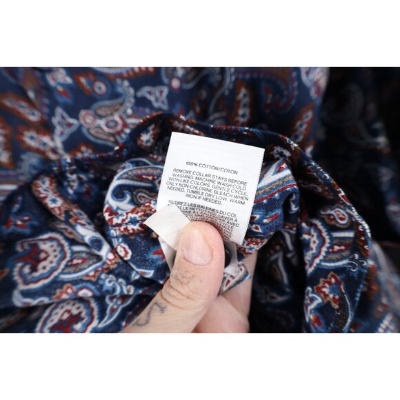 Express Mens Size 2XL XXL Slim Paisley Geometric Collared Button Shirt Cotton - Picture 8 of 11